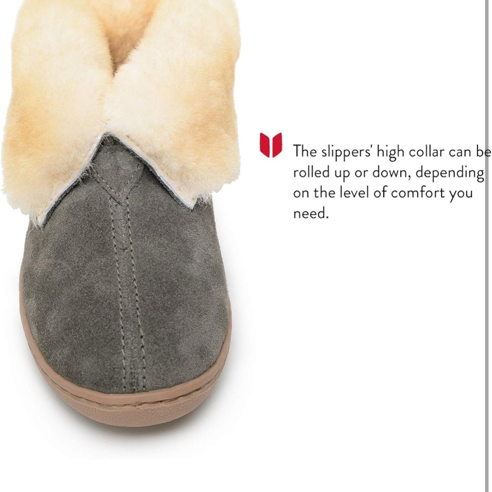 MINNETONKA women’s sheepskin ankle boot gray suede size 9 NWT - Picture 4 of 12